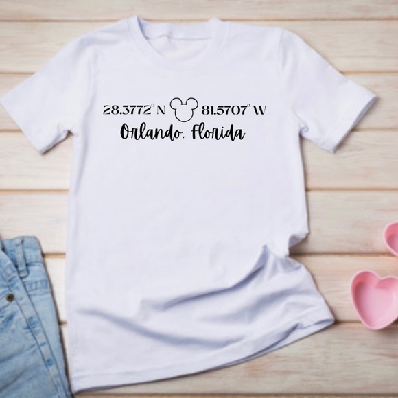 Coordinates Orlando Florida Unisex T-Shirt - Picture 1 of 3
